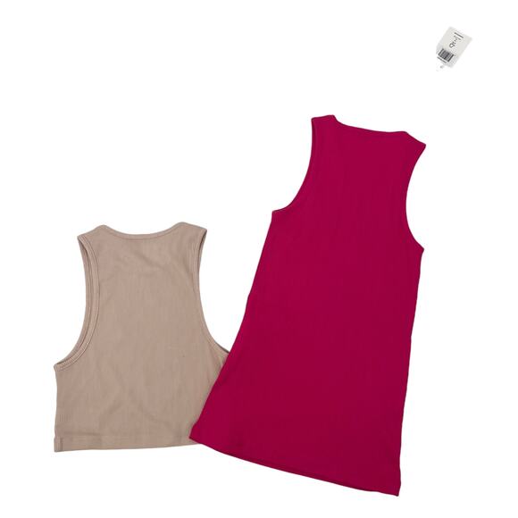 THAKOON Crewneck Ribbed Tank Crop Top Lot of 2 Dusty Hot Pink Pullover Small NEW - Picture 3 of 8